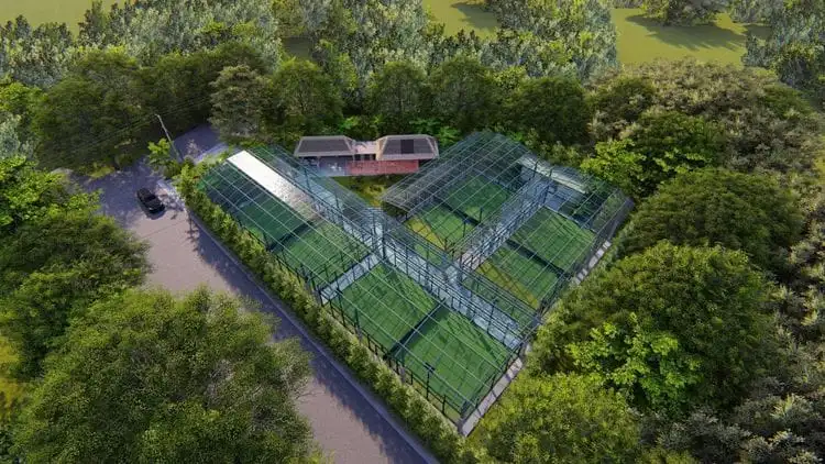 Luxury glass padel court at Jungle Padel Bali, representing the global high-end lifestyle and performance standards.